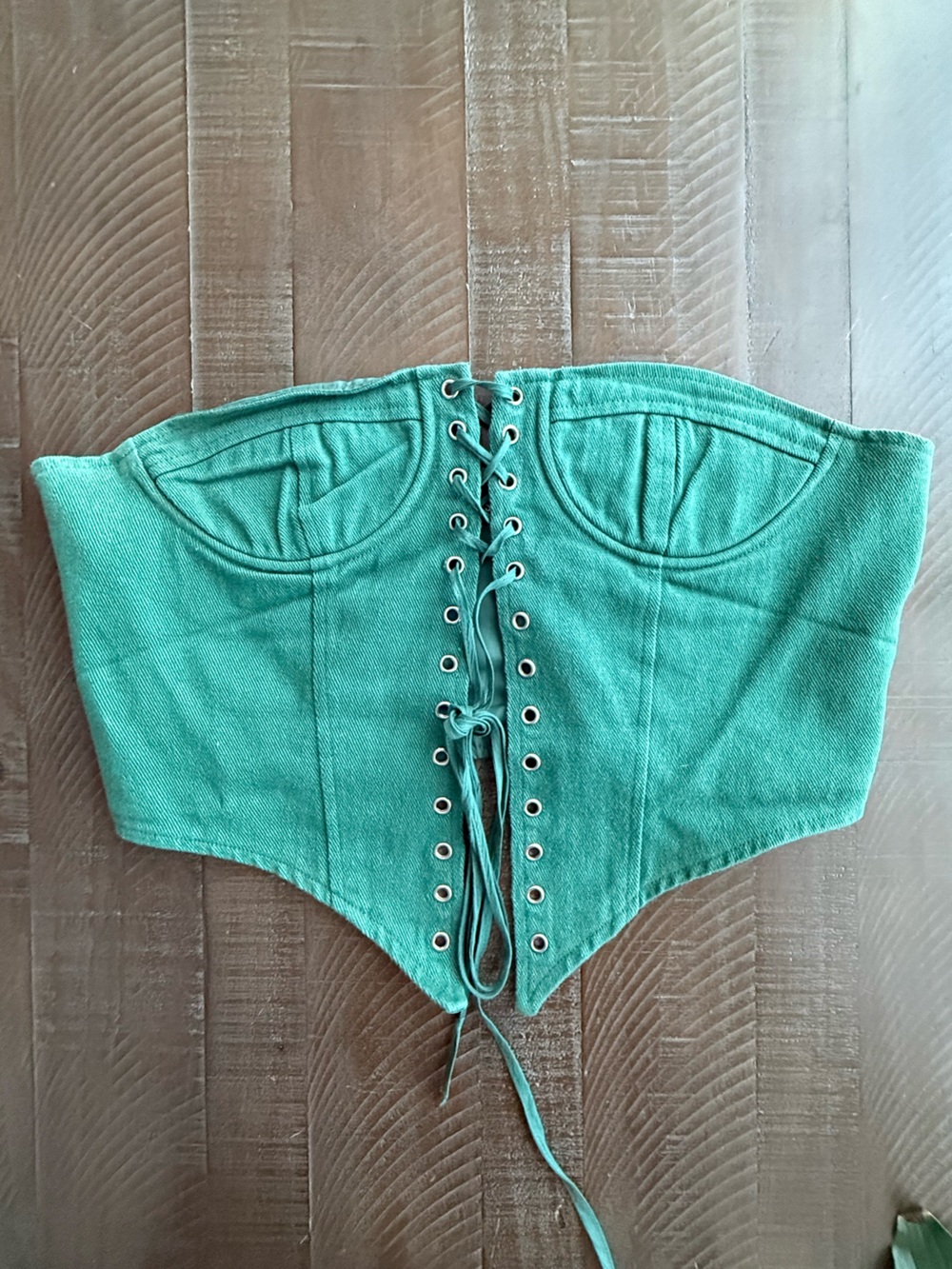Green Lace-Up Corset Top
